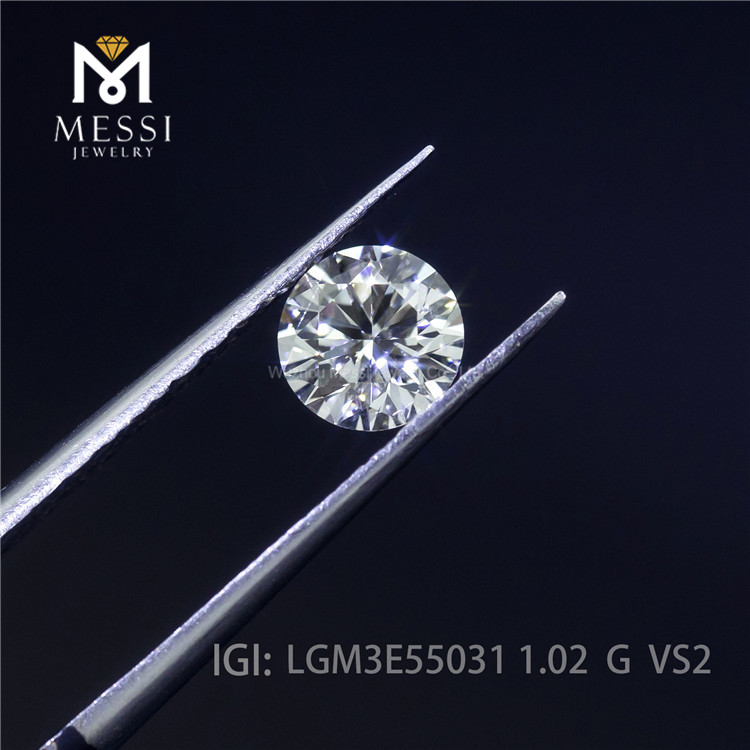 Diamant synthétique VS2 de diamant de laboratoire de coupe ronde de couleur G de 1,02 ct