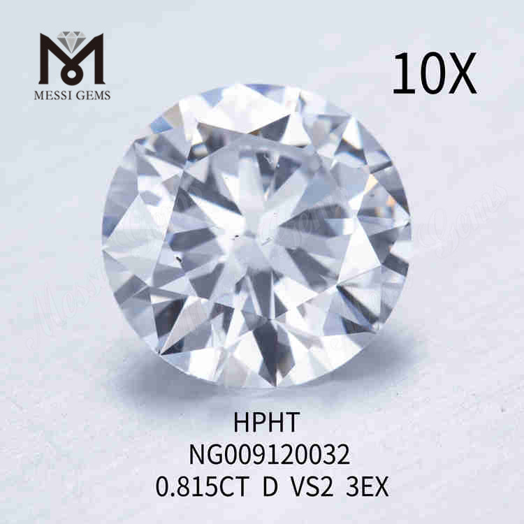 0,815 carat D/VS2 diamant rond fabriqué en laboratoire 3EX
