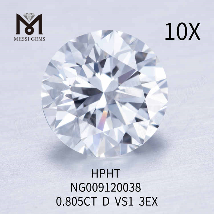0.805CT D VS1 diamant de laboratoire rond blanc 3EX