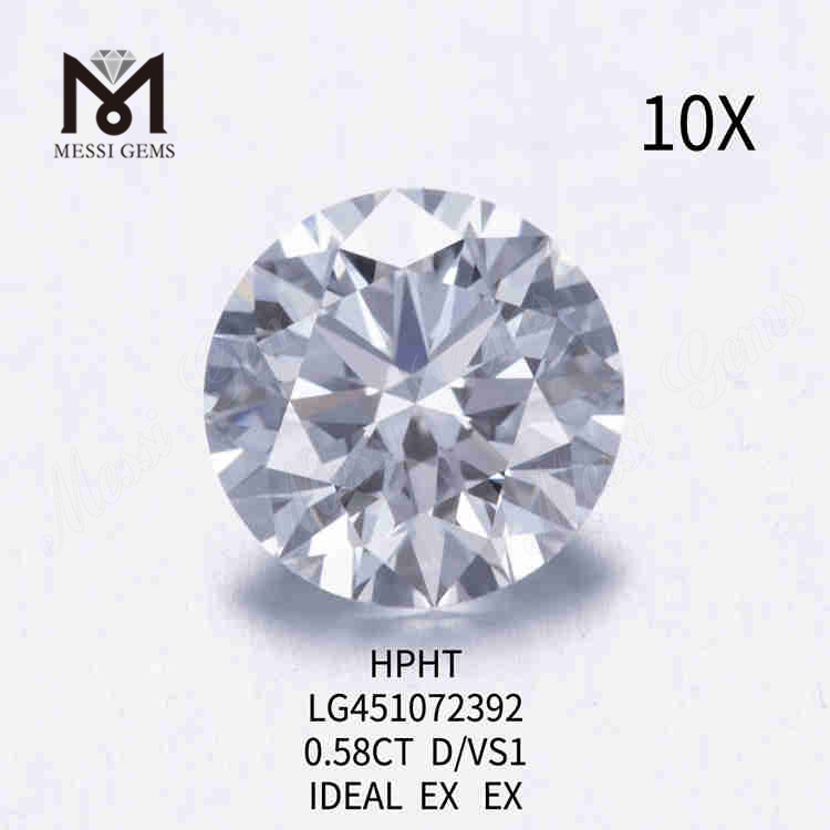 0.58CT D/VS1 diamant créé en laboratoire IDEAL EX EX