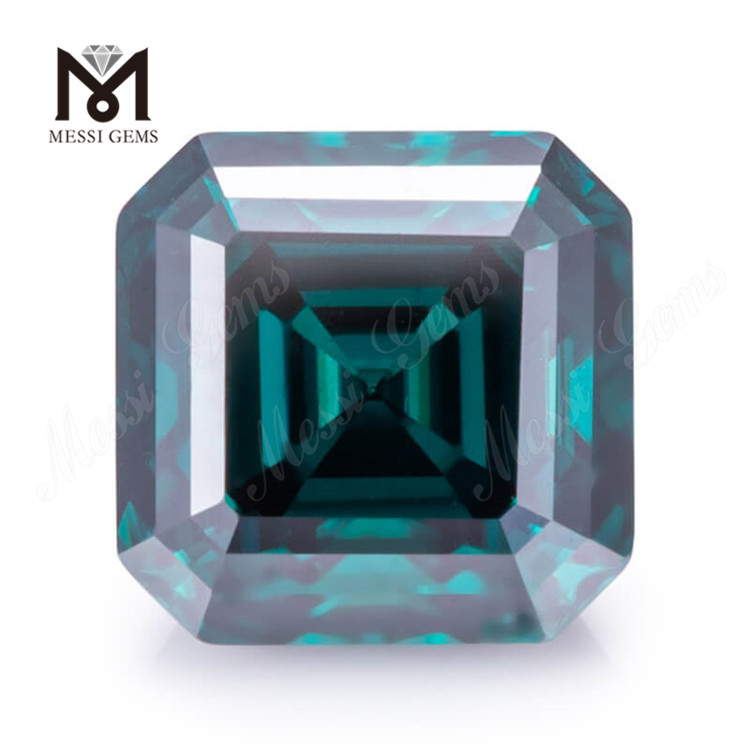 Loose Stones Factory Teal Couleur Asscher Cut Moissanite Synthétique