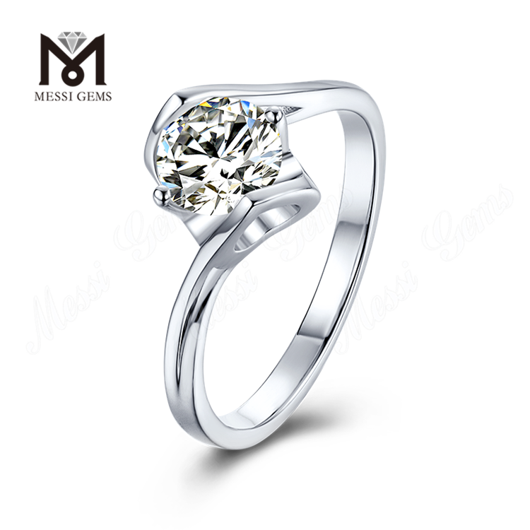 Bague Messi Gems simple 1-3ct DEF moissanite en argent sterling 925 femme bague en argent à porter quotidiennement