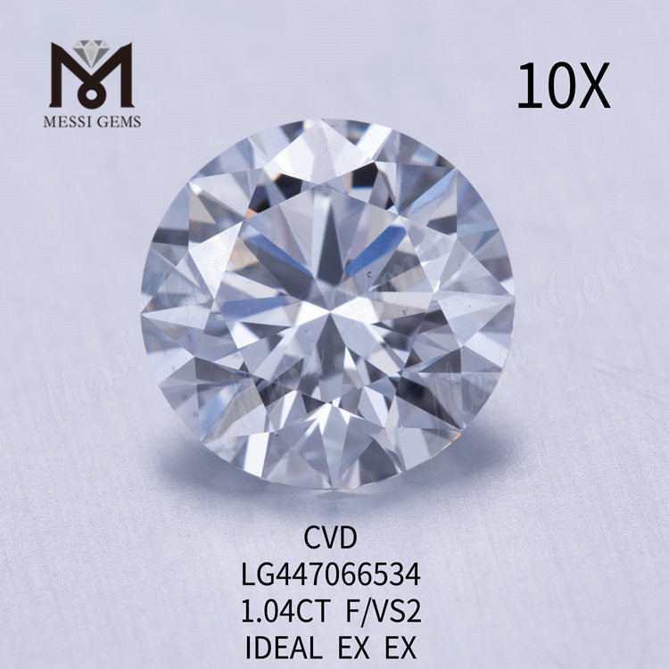 1.04 carat F VS2 Diamants de laboratoire ronds BRILLANT IDEAL Cut