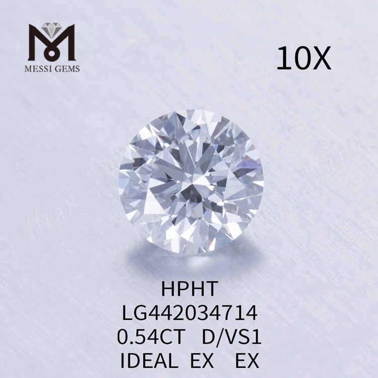 0.54CT D/VS1 diamant rond cultivé en laboratoire IDEAL EX EX