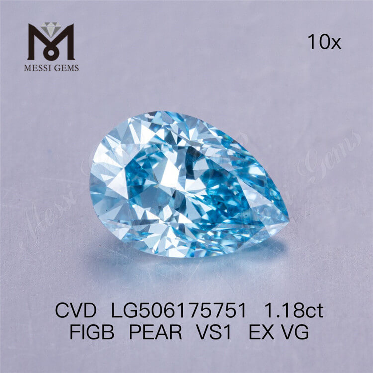 Diamant de laboratoire taille poire IGI 1,18 ct Bleu