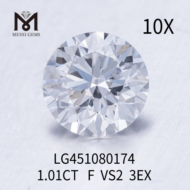 1.01ct F VS2 RD 3EX Cut Grade diamant cultivé en laboratoire