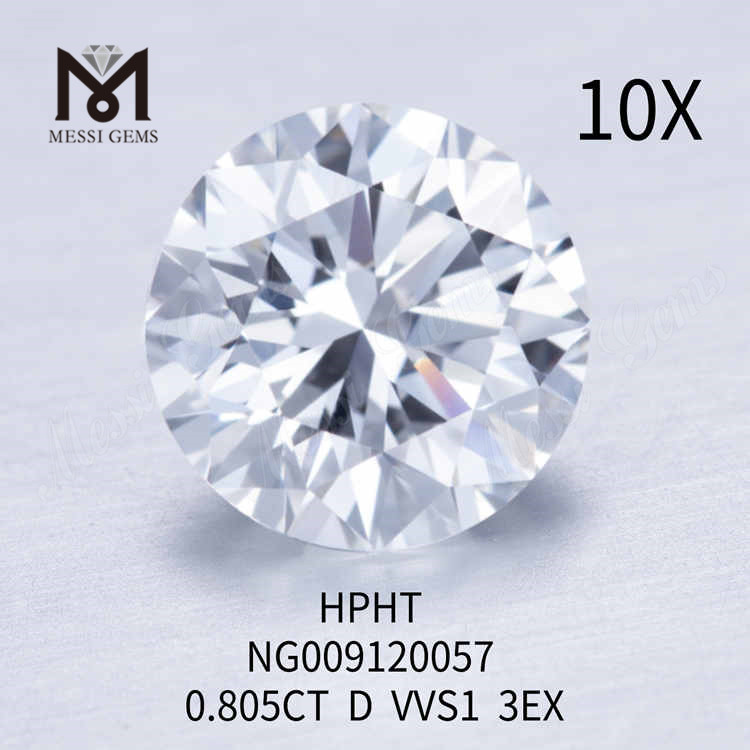 0.805CT VVS1 diamant rond en vrac fabriqué en laboratoire 3EX D