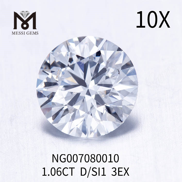 1.06ct D pierre de diamant blanc cultivé en laboratoire SI1 EX CUT