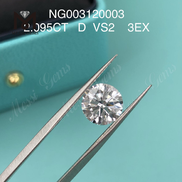 Diamants de laboratoire ronds 2.095ct D VS2 EX Cut Grade