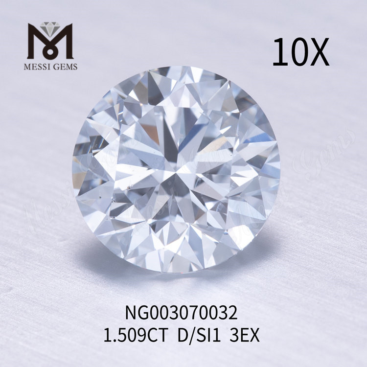 D rond Pierre précieuse lâche Diamant synthétique SI1 1.509ct EX Cut