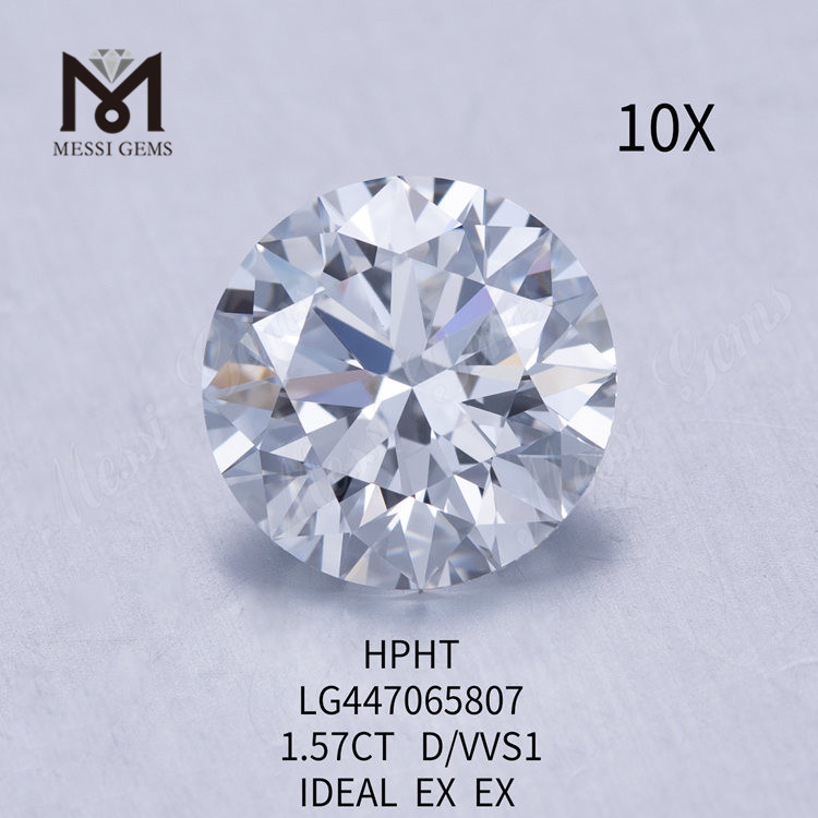 1,57 carat D VVS1 Diamants de culture en laboratoire ronds IDEAL Cut HPHT