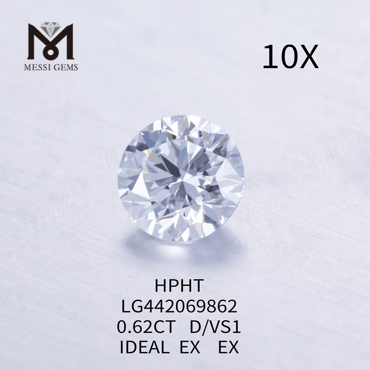 0.62 carat D VS1 Diamant rond cultivé en laboratoire IDEAL