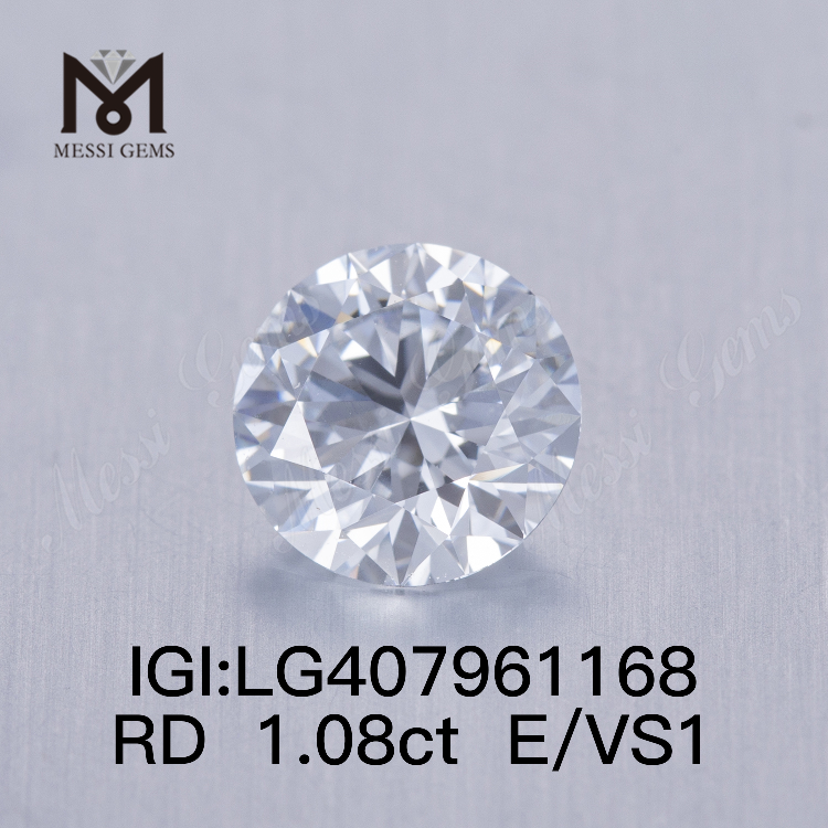 1.08CT E/VS1 diamant rond cultivé en laboratoire IGI