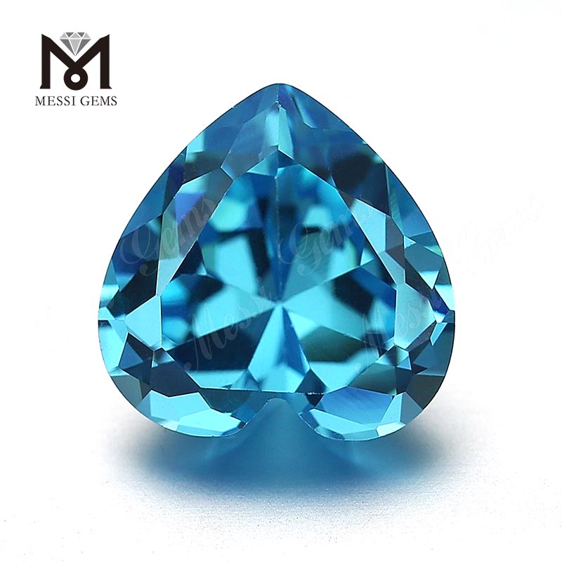 Pierres précieuses en vrac taillées en cœur 9 mm Pierres de zircone cubique aigue-marine