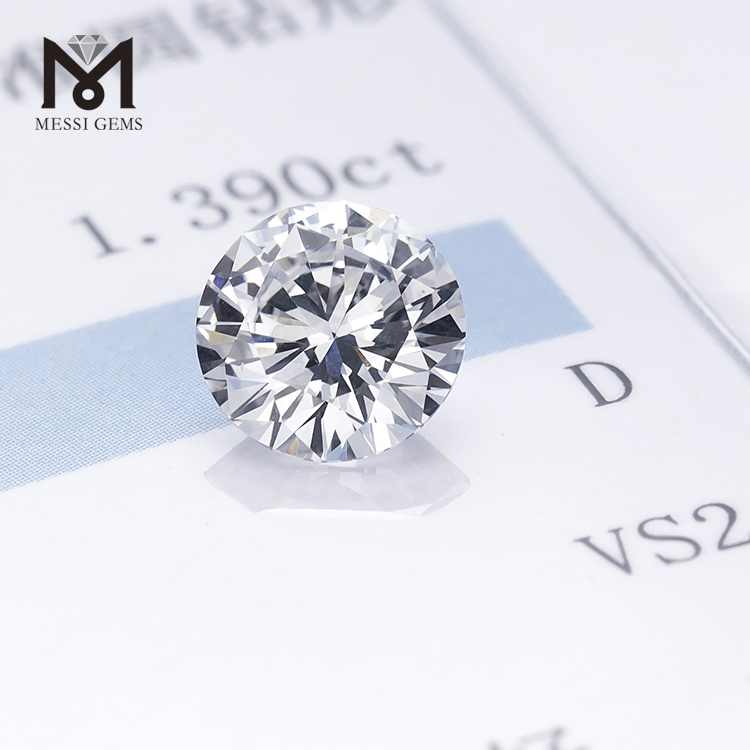 Prix ​​d'usine Diamant rond taille brillant 1.39ct D VS2 3EX HPHT cultivé en laboratoire