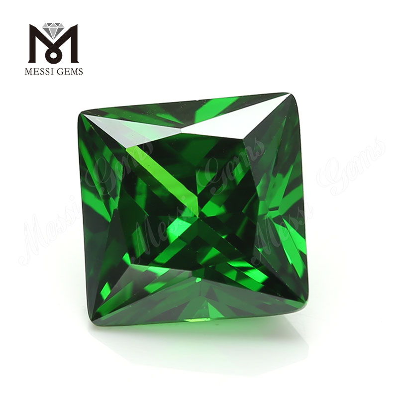 Pierres lâches CZ vertes de forme carrée de zircon de couleur de haute qualité à bas prix