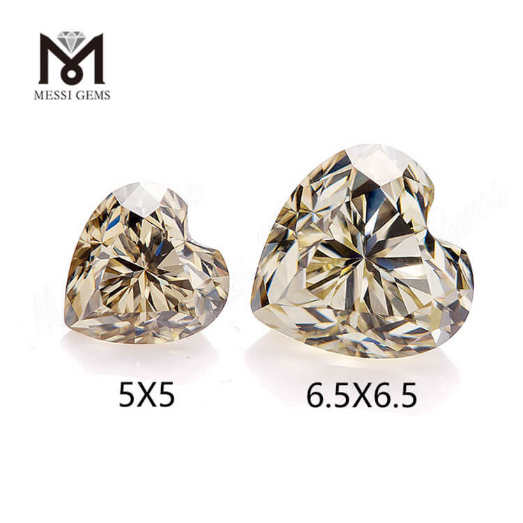 Vente en gros de bijoux Moissanite Coeur Jaune 5-6.5mm Moissanite en vrac