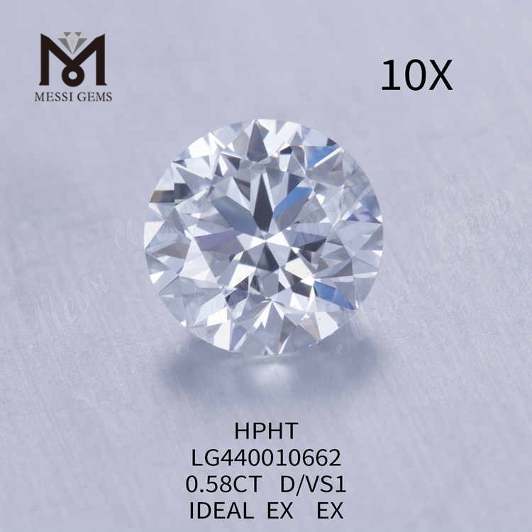 Diamant de laboratoire rond 0.58CT D/VS1 IDEAL EX EX